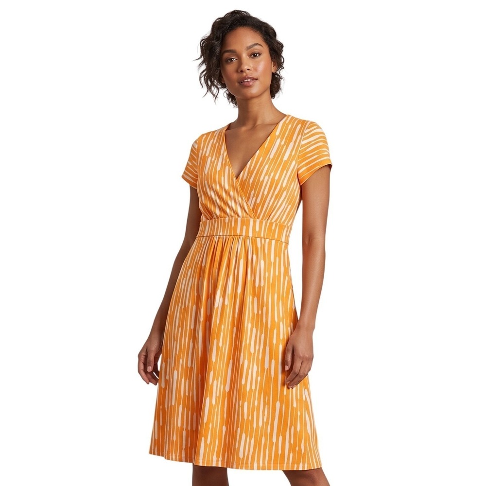 Boden Orange and White Midi Dress